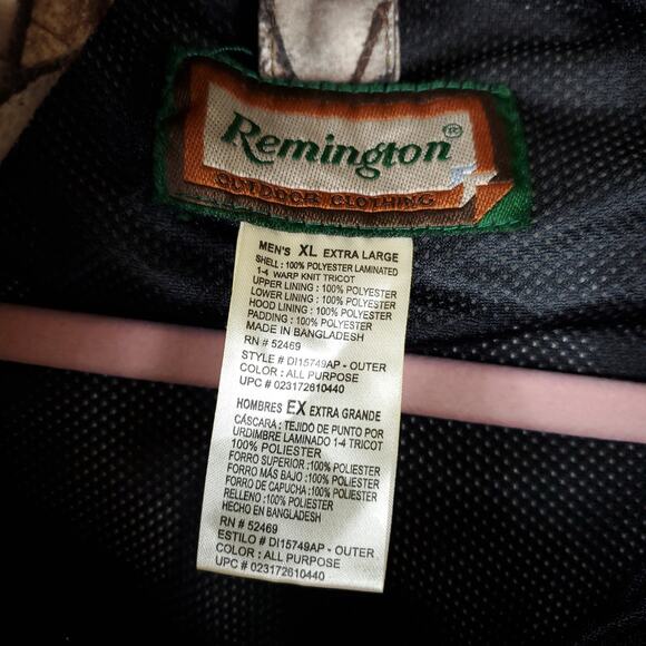 Remington Hunting Camo Full Zip Thermal Insulation Coat Size XL - Picture 10 of 12